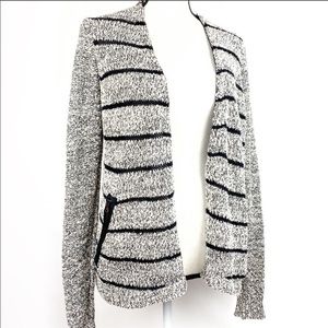 LOU & GREY black striped open front cardigan